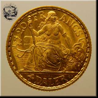Danish West Indies 4 Daler/20 Francs 1904 Gold JVN#774  