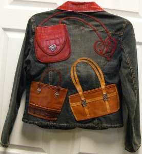 BRIGHTON HANDBAG DENIM JACKET RARE LIMITED EDITION RED CROC W HANDBAGS 