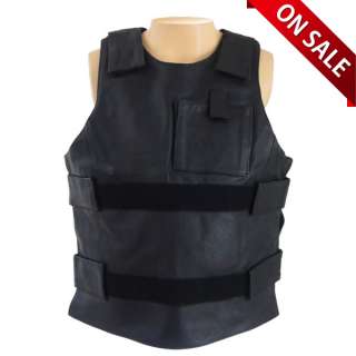 Bullet Proof Black Leather Motorcycle Vest Replica~M L XL 2XL 3XL 4XL 