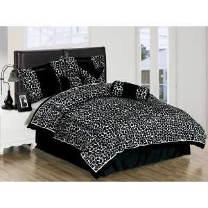  Queen Size Bedding 7 Pieces White with Black Giraffe Spot 