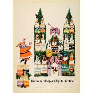  1963 Ad Schweppes Beverages Christmas Santa Claus Angel 
