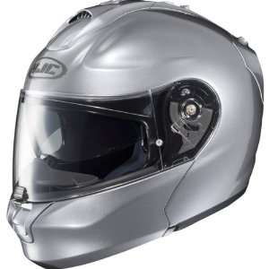   Metallic Mens RP Max Street Bike Motorcycle Helmet   Silver / Medium