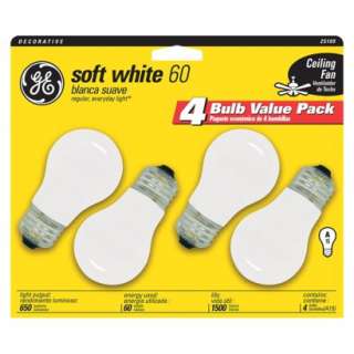 GE Soft White 60 Ceiling Fan Light Bulbs 4 pkOpens in a new window