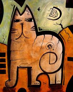   abstract new Cat feline animal pet art painting acrylic Chinese ink