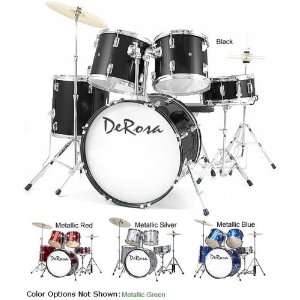   Drum Set with Cymbals, Seat & Hardware   Black Musical Instruments