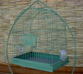   Art Deco Hendryx Parakeet Bird Cage w/ 5 Stand & Glass Feeders  