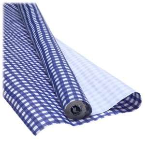   Design Gingham Check Paper Tablecloth, Blue