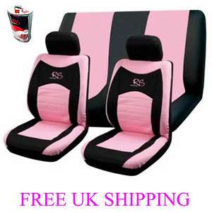 6pc Car seat covers set UNIVERSAL cover RS Girl racing style PINK 