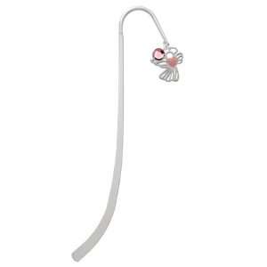  Angel Lines with Heart Pink Silver Plated Charm Bookmark 