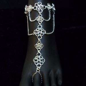 Celtic Rose Chain mail Barefoot Sandal Slave Anklet SCA  