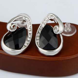   crystal teardrop cz bead dangle chain necklace earrings set fashion
