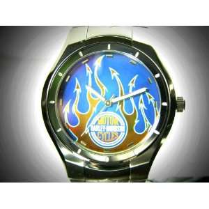    Harley Davidson Mens Blue Dial Flames Watch 76A15 