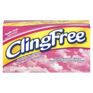Reckitt Benckiser Pink Cling Free Powder Fresh Sheets   102 count 