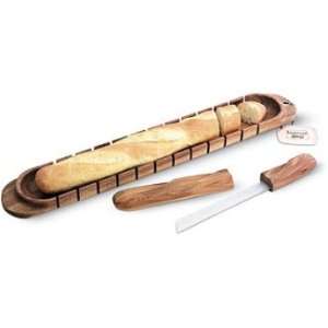   Gourmet French Bread Miter Cutting Board with Knife