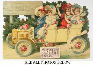 Large 1907 Calendar FRANCES BRUNDAGE CHILDREN in OLD CAR   CLAFLIN 