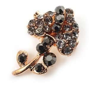    Tiny Black Crystal Calla Lily Pin Brooch (Gold Tone) Jewelry