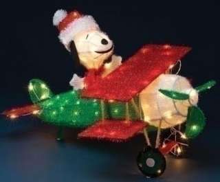 LIGHTED SNOOPY PEANUTS PLANE CHRISTMAS OUTDOOR YARD ART  