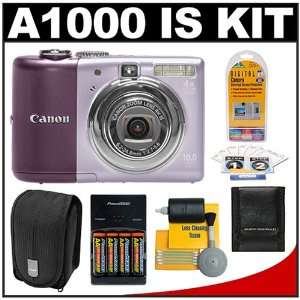 com Canon PowerShot A1000 IS Compact Digital Camera (Purple) + Canon 