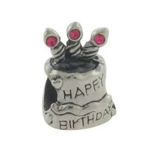  Authentic Biagi Pink CZ Birthday Cake Bead Charm   .925 