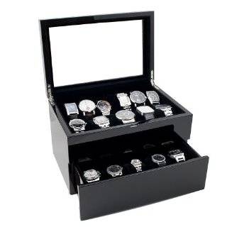  Wood Watch Case Display Storage Box with Glass Top Holds 20+ Watches 