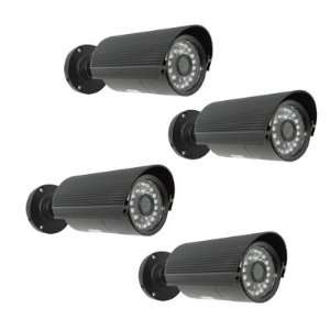 Pack of (4) Surveillance CCTV Security Outdoor Camera w/ Power Supply 