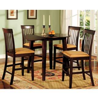   Wood Dark Cherry Finish 5 Piece Counter Height Dining Table Set  