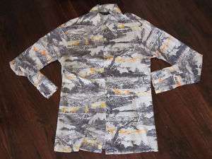 VINTAGE 1970s CRAZY HORSE PRINT DISCO SHIRT L SLIM FIT  