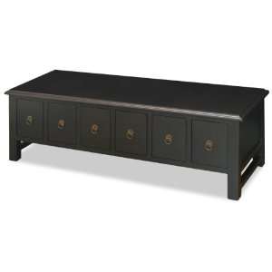  Chinese Ming Style Coffee Table   6 Drawer, Black