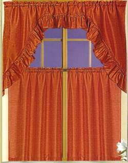LINEN WEAVE 36 TIER CURTAIN & SWAG SET  RUST CURTAINS  