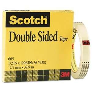  665 Double Sided Office Tape 1/2 x 36 yards 3 Core Clear 