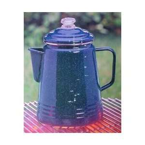 Coffee Percolator, Enamel, Blue, Double Coated, 14 Cup