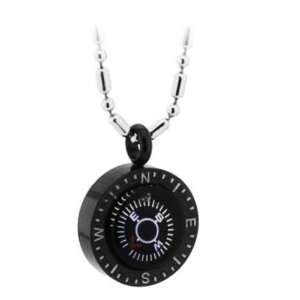  Direction of Love Compass Pendant Necklace   Black 