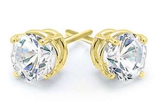 CARAT BRILLIANT ROUND CUT DIAMOND STUD EARRINGS 14K YELLOW GOLD I1 