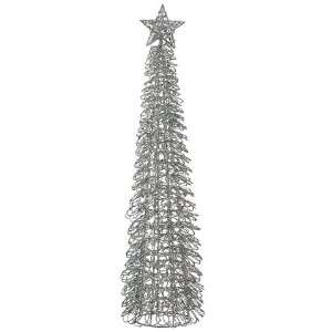 23.5 Elegant Silver Sequined Cone Christmas Tree Table Top Decoration 