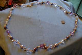 KENNETH JAY LANE PARISIAN GOLD TONE FAUX PEARL AND FACETED CRYSTAL 