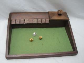 VINTAGE WOODEN DICE GAME OF CHANCE BOARD SHUT THE BOX SALOON WOOD 