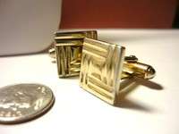 Vintage Mens Classic Goldtone Square Cufflinks  