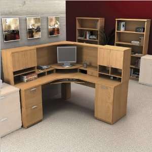   Bestar Elite Corner Desk and Hutch with Two Bookcases