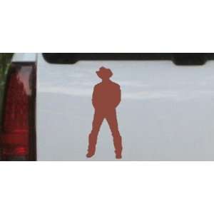 Cowboy Western Car Window Wall Laptop Decal Sticker    Brown 6in X 2 
