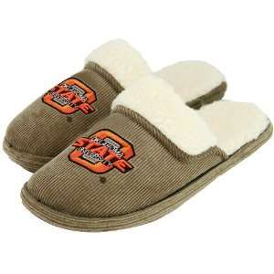  Oklahoma State Cowboys Mens Dark Khaki Corduroy Slippers 