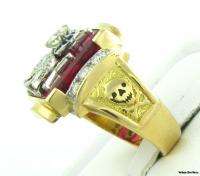 Amazing* Knights of Columbus .45ctw Genuine Diamond Skull Ring   14k 