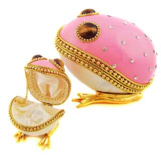This stunning goose egg & dove egg Jewelry Box in Frog 