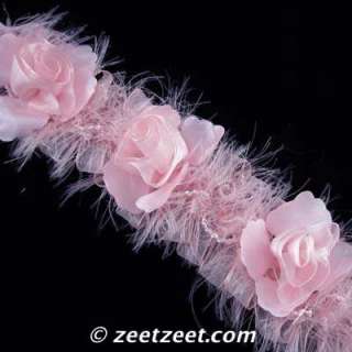 LT. PINK~OUTRAGEOUS FLORAL~Organdy Flower Organza Trim  