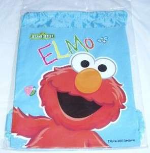 Sesame St Elmo Drawstring Backpack Sling Tote Bag Blue  