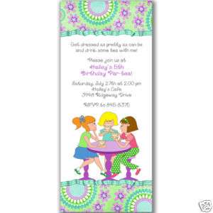 Tea Party Trio Invitations Birthday Dress Up Kids Girls  