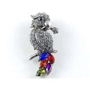   Bird Crystal Rhinestone Colorful Tail Custom Brooch Pin Jewelry