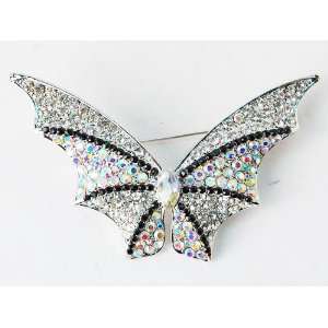   AB Crystal Rhinestone Bat Winged Butterfly Custom Pin Brooch Jewelry