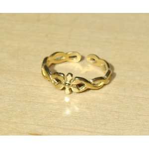  14 Karat Gold Over Solid .925 Silver Flower Toe Ring 