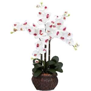   Decorative Vase Silk Flower Arrangement White Colors   Silk