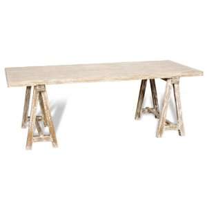  Brignoles White Wash Casual Cottage Saw Horse Dining Table 